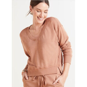 Michael Stars NWT Camila V Neck Sweatshirt in Terracotta Rust // XS